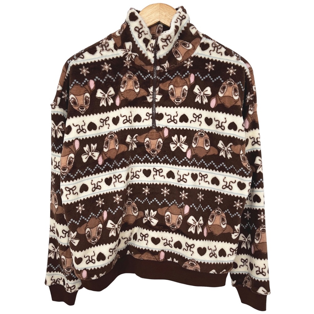 NWOT Disney Bambi Women’s Quarter-Zip Pullover Fleece Shirt Small